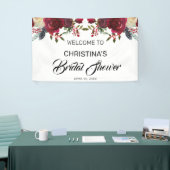 Burgundy Bloom Boho Floral Vrijgezellenfeest Welko Spandoek (Beurs)