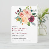 Burgundy Bloom Bridesmaids Luncheon Weddenschap Kaart (Staand voorkant)