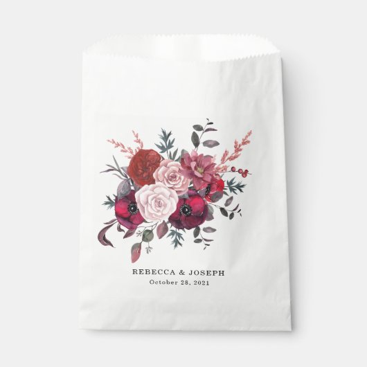 Burgundy Bloom Bruiloft  Bedankzakje (Voorkant)