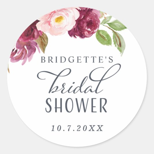 Burgundy Bloom Bruiloftsuitnodiging Sticker (Voorkant)