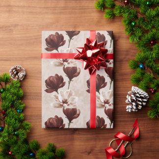 Burgundy Bloom | Diep Rode Botanische Bloem  Cadeaupapier