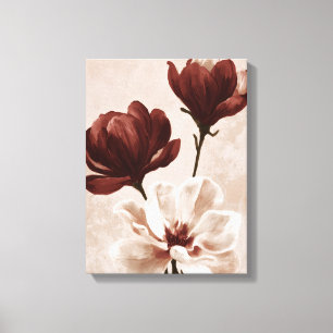 Burgundy Bloom Diep Rode Botanische Bloemenschil Canvas Afdruk
