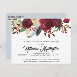 Burgundy Bloom Floral Preprint Return Address Briefkaart