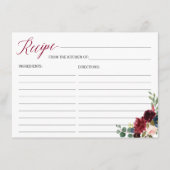 Burgundy Bloom Floral Vrijgezellenfeest Recipe Kaa Informatiekaartje (Voorkant)