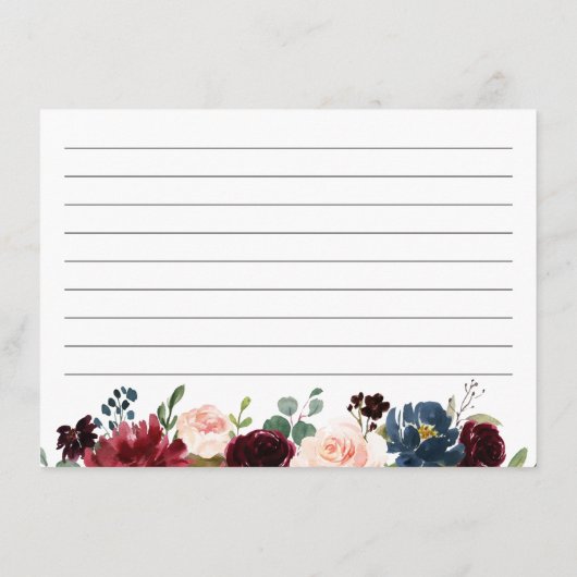 Burgundy Bloom Floral Vrijgezellenfeest Recipe Kaa Informatiekaartje (Achterkant)