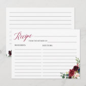 Burgundy Bloom Floral Vrijgezellenfeest Recipe Kaa Informatiekaartje (Voorkant / Achterkant)