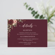 Burgundy Bloom Herfst Bruiloft Details Kaart