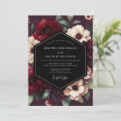 Burgundy Bloom Luxe Wedding Kaart (Staand voorkant)