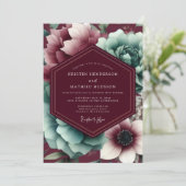 Burgundy Bloom Moody Wedding Kaart (Staand voorkant)