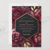 Burgundy Bloom Opulence Wedding Kaart (Voorkant)