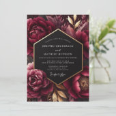 Burgundy Bloom Opulence Wedding Kaart (Staand voorkant)