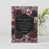 Burgundy Bloom Opulent Wedding Kaart (Staand voorkant)