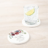 Burgundy Bloom Rustic Floral redt de datum Zandsteen Onderzetter (Zijkant)