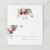 Burgundy Bloom Waterverf Wedding Plaatskaartje (Buitenkant ongevouwen)