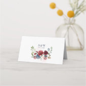 Burgundy Bloom Waterverf Wedding Plaatskaartje (Achterkant)