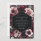Burgundy Bloom Wedding Kaart (Voorkant)