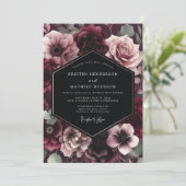 Burgundy Bloom Wedding Kaart (Staand voorkant)