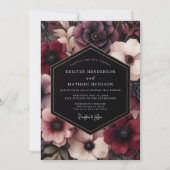 Burgundy Bloom Whimsical Wedding Kaart (Voorkant)