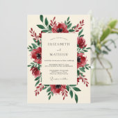 Burgundy Blooming Botanical Wedding Kaart (Staand voorkant)