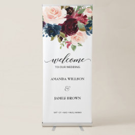 Burgundy Blooms Weddenschap Welkomstbanner met sta Roll-up Banner