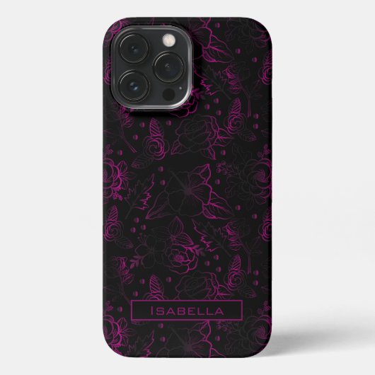 Burgundy blossom bloem gepersonaliseerde naam iPhone hoesje (Achterkant)