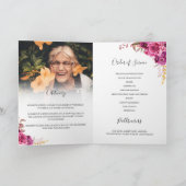 Burgundy Blossom Geometric Lijst 2 Foto Funeral Programma (Binnen)
