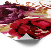 Burgundy Blozende Bloemige Bruiloftsfotopropaganda Poster (Hoek)