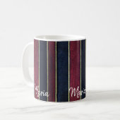 Burgundy Blue Black Stripe Mok (Voorkant links)