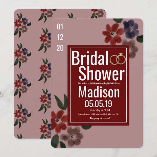  Burgundy Blue Blush Botany Vrijgezellenfeest Kaart (Voorkant / Achterkant)