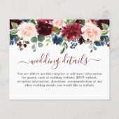 Burgundy Blue Blush Wedding Details Enclosure Kaar (Voorkant)