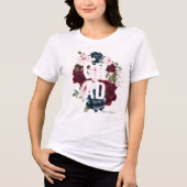 Burgundy & Blue Elegant Waterverf Flowers Afstudee Tri-Blend Shirt (Voorkant)