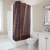 Burgundy, Blue en White Wavy patroon Douchegordijn (In situ)