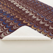 Burgundy, Blue en White Wavy patroon   Sherpa Deken (3/4)