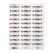 Burgundy & Blue English Flowers Return Address Etiket (Full Sheet)