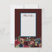 Burgundy & Blue English Flowers Weddenschap Bedank (Achterkant)