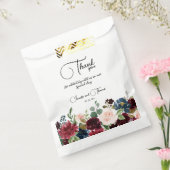 Burgundy & Blue English Flowers Wedding Bedankzakje (Gezegeld)