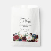 Burgundy & Blue English Flowers Wedding Bedankzakje (Voorkant)