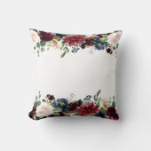Burgundy & Blue English Flowers Wedding Favor Kussen (Voorkant)
