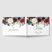 Burgundy & Blue English Flowers Wedding Gastenboek (Volledig)