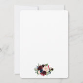 Burgundy Blue Floral Elegant Wedding Gold W Kaart (Achterkant)
