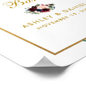 Burgundy Blue Floral Gold Wedding Hot Chocolate Poster (Hoek)