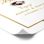 Burgundy Blue Floral Gold Wedding Mimosa Bar Poster (Hoek)