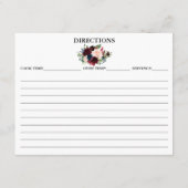 Burgundy Blue Floral Shower Recipe Kaart (Achterkant)