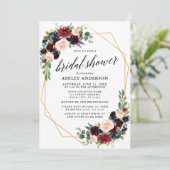 Burgundy Blue Geometric Gold Vrijgezellenfeest Kaart (Staand voorkant)