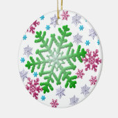 Burgundy Blue Green & Silver Snowflakes Keramisch Ornament (Links)