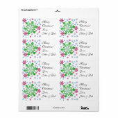 Burgundy Blue Green & Silver Snowflakes Labels (Full Sheet)