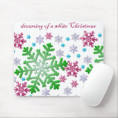 Burgundy Blue Green & Silver Snowflakes Muismat (Met muis)