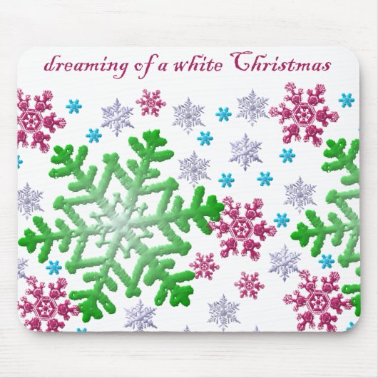 Burgundy Blue Green & Silver Snowflakes Muismat (Voorkant)