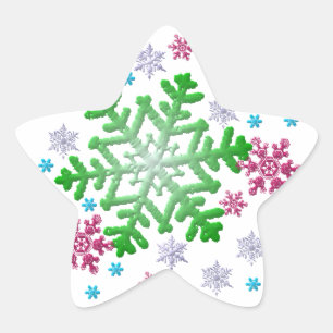 Burgundy Blue Green & Silver Snowflakes Ster Sticker