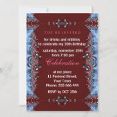 Burgundy Blue Lace Adult Birthday Invitations Kaart (Achterkant)